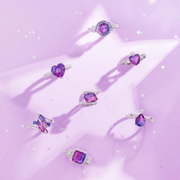 Pink & Purple Square Twist Gemstone Ring, 925 Sterling Silver Charmed Aroma - Picture 3 of 4